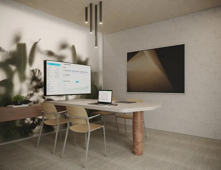 Sala de reunião do Ipanema Almar para home office e atendimentos de moradores